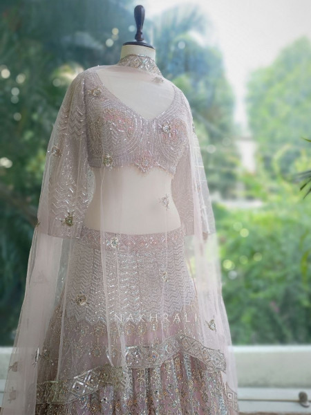 Euphoria Pink Lehenga with Sequin & Cut Dana Work