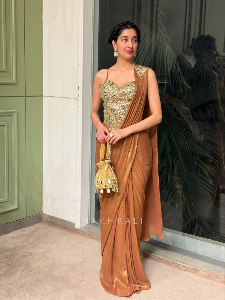 Kaaya Mirror Corset Drape Saree Set