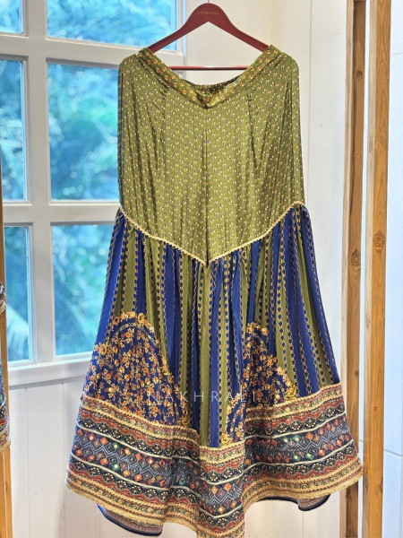 Olive Oasis Olive Green Modal Satin Gharara Suit Set