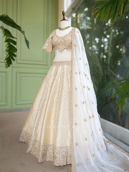 Shubhra Weaved Lehenga Set with Heavy Embroidery and Sequin Work