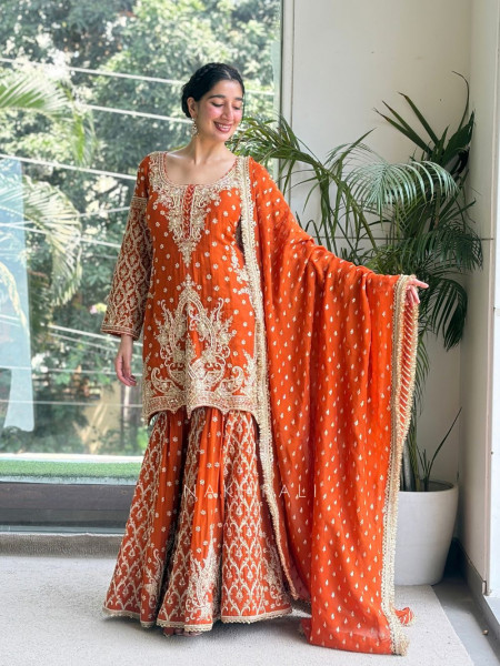 Ojasvi Mehrab Orange Sharara Set