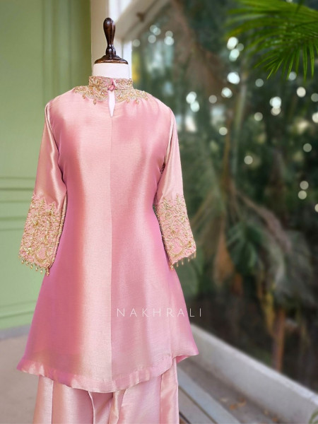 Roselle Blush Zari & Sequin Kurta Palazzo Set