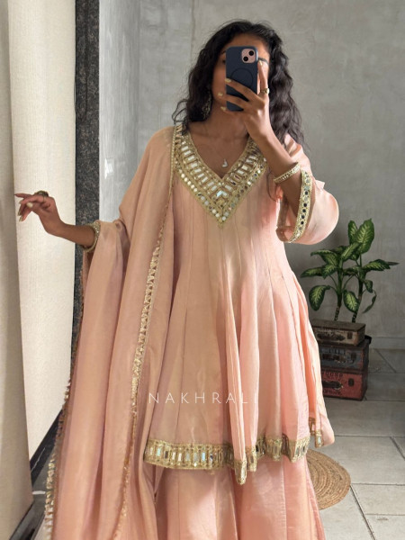 Aafreen Peach Kurta & Palazzo Set