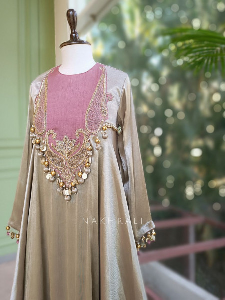 Heernay Nude Suit Set with Zari and Sequin Work