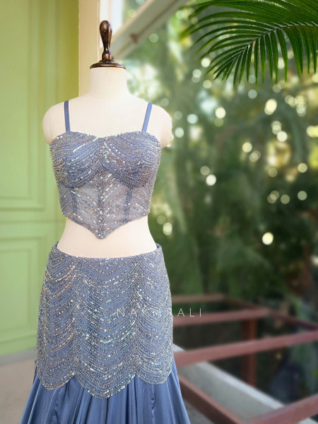 Ravelle Lavender Indo Western Lehenga with Sequin Cut Dana Work