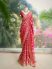 Rangriti Red Bandhani Saree with Gota Border