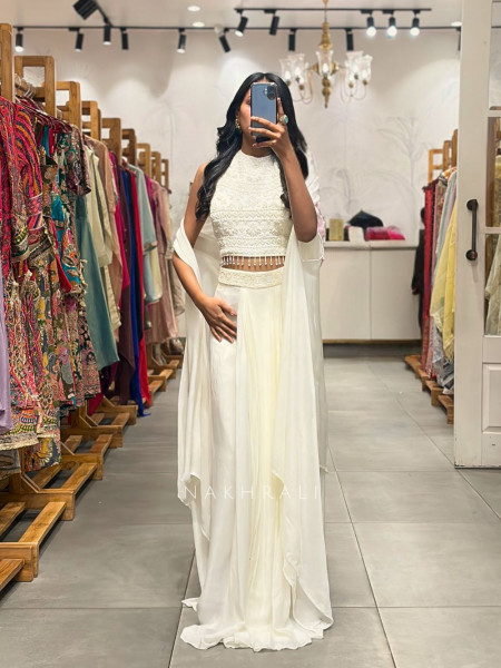 Aurelle White Pearl Drape Set