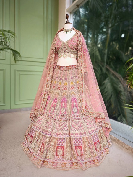 Rivanya Pink Lehenga Set with Heavy Embroidery