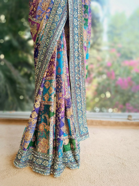 Tamaswini Blue Saree with Stone, Zari & Sequin Work