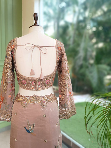 Avian Whimsy Light Purple Pure Organza Saree