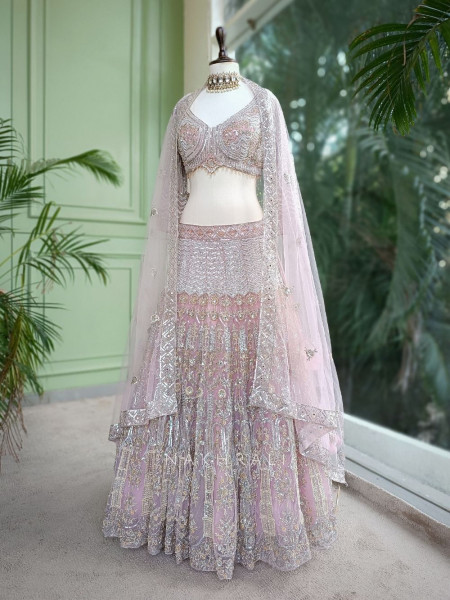 Euphoria Pink Lehenga with Sequin & Cut Dana Work