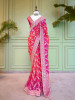 Sutra Magenta Bandhani Saree With Running Blouse Piece