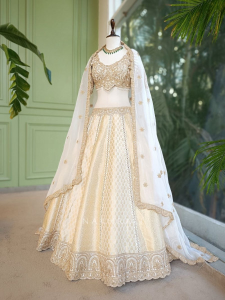 Shubhra Weaved Lehenga Set with Heavy Embroidery and Sequin Work