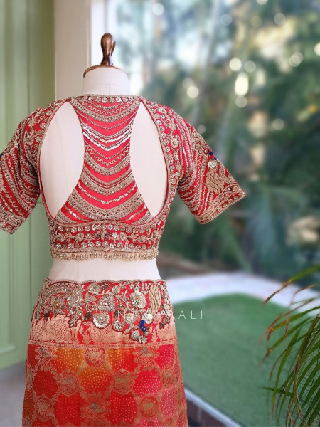 Shahzadi Pearl-Fringed Scarlet Red Saree