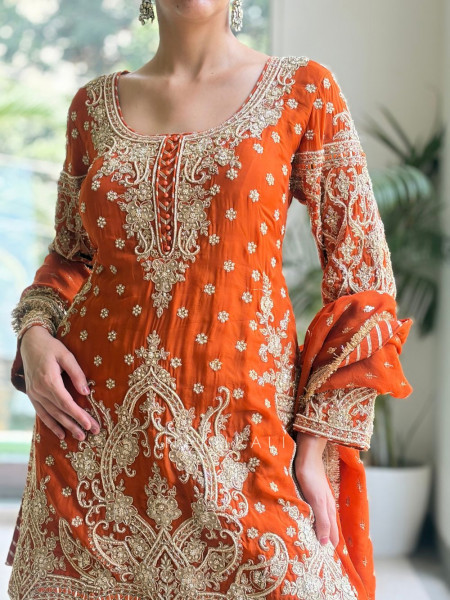 Ojasvi Mehrab Orange Sharara Set