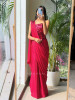 Talia Crimson Red Sequin Mirror Drape Saree