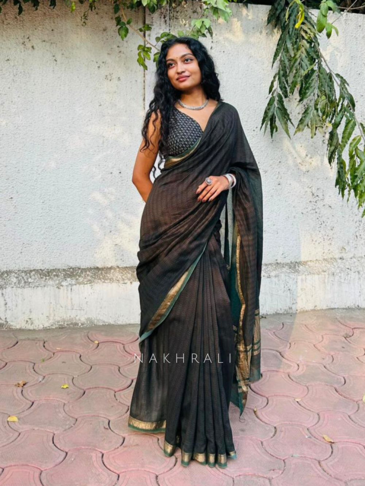 Image of Vanshika Green Maheshwari Printed Saree