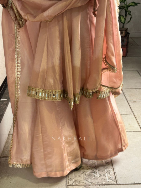 Aafreen Peach Kurta & Palazzo Set
