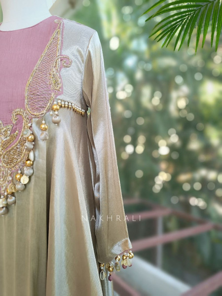 Heernay Nude Suit Set with Zari and Sequin Work