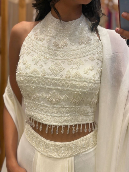 Aurelle White Pearl Drape Set