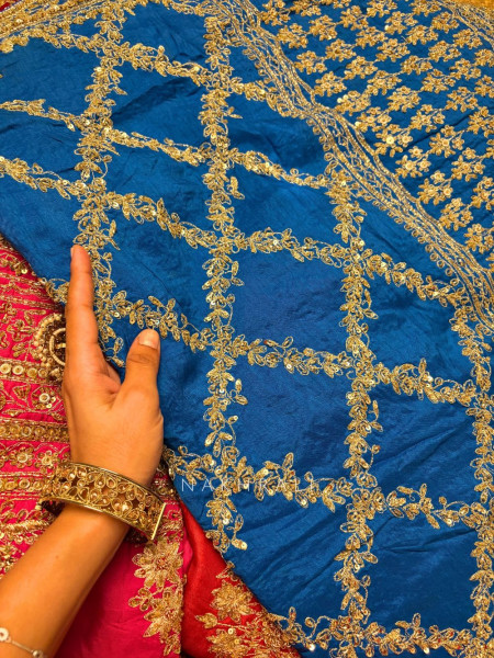 Zuleika Blue Chanderi-Silk Blend Dress Material