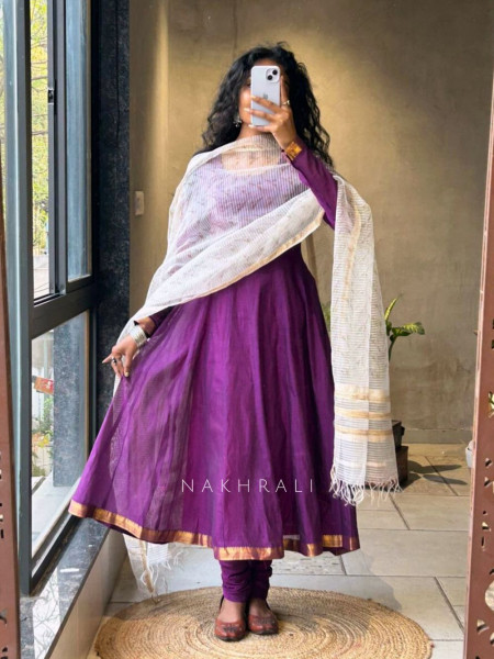 Vasu Purple Anarkali Suit Set