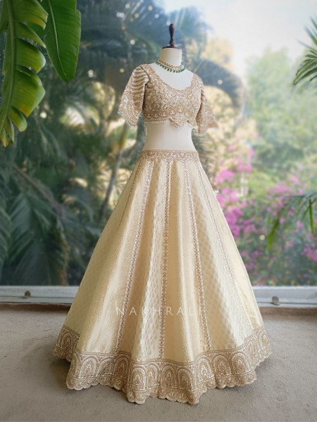 Shubhra Weaved Lehenga Set with Heavy Embroidery and Sequin Work