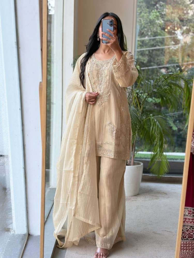 Image of The Nizam Bib Beige Suit Set