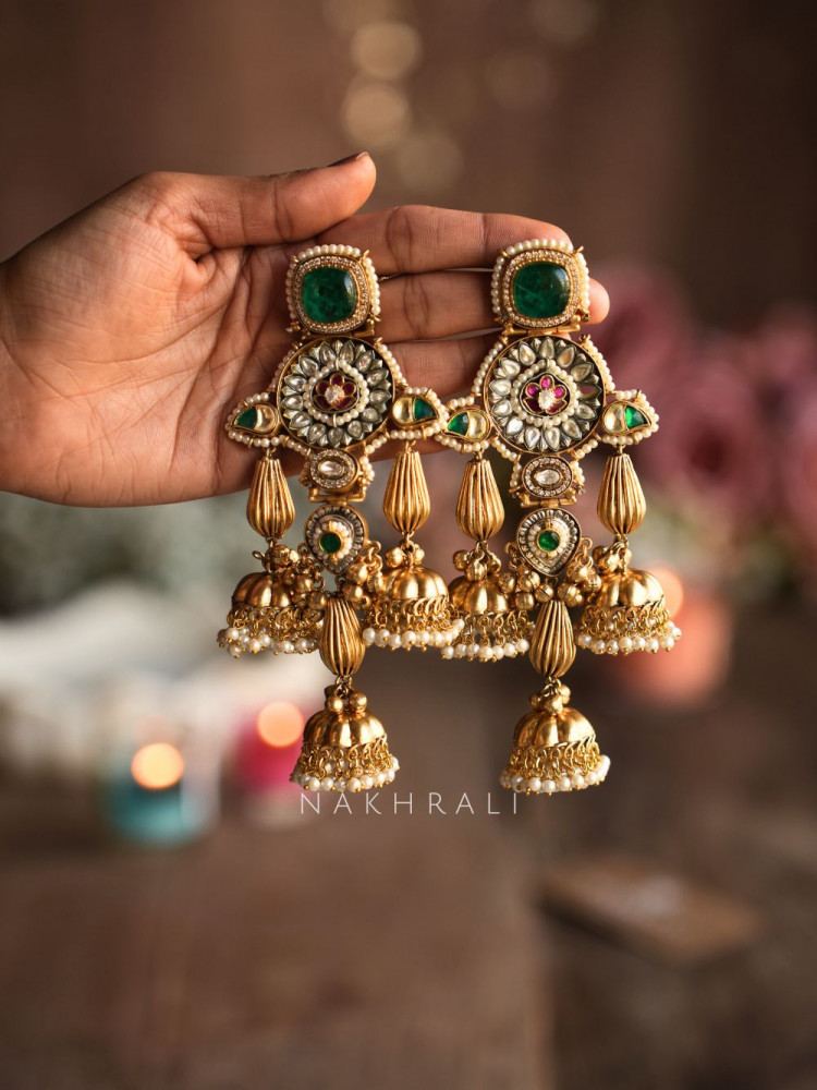 Image of Verena Emerald Statement Long Earrings