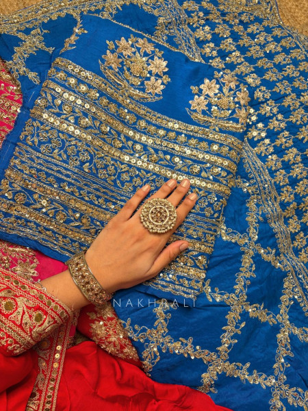 Zuleika Blue Chanderi-Silk Blend Dress Material