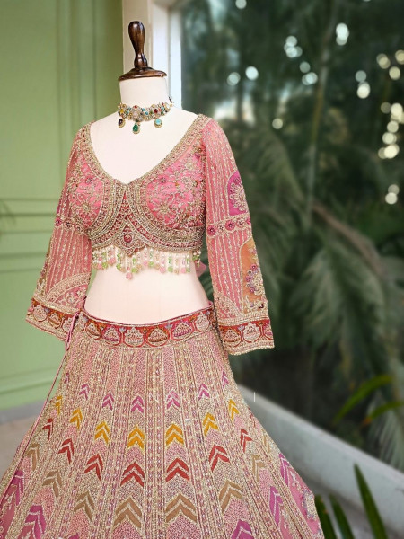Rivanya Pink Lehenga Set with Heavy Embroidery