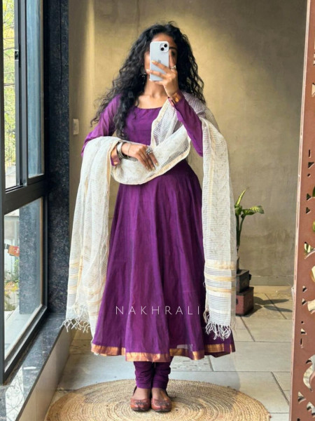 Vasu Purple Anarkali Suit Set