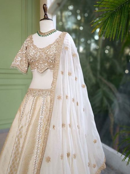 Shubhra Weaved Lehenga Set with Heavy Embroidery and Sequin Work