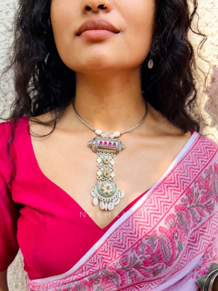 Ravelle Silver Statement Necklace Set with Stone Detailing