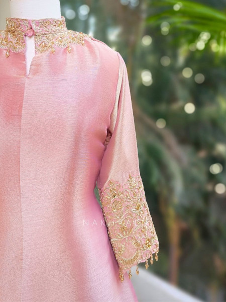Roselle Blush Zari & Sequin Kurta Palazzo Set