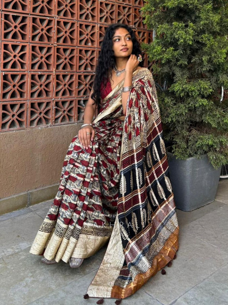 Zehra Maroon Printed Saree