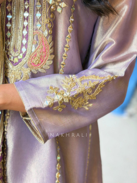 Miravelle Lavender Suit Set with Zari Sequin and Bead Work