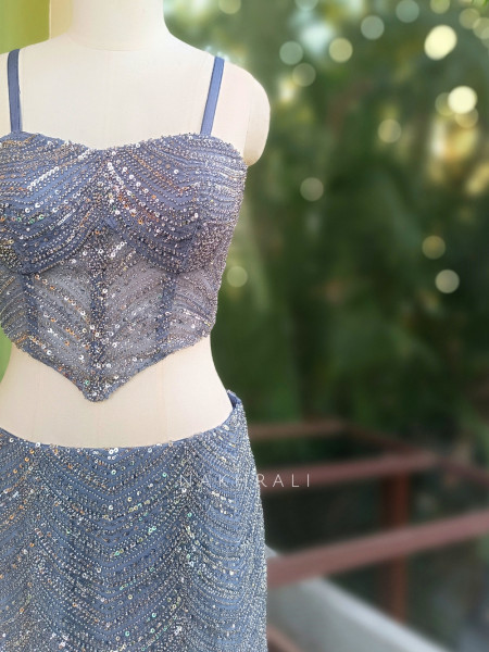 Ravelle Lavender Indo Western Lehenga with Sequin Cut Dana Work