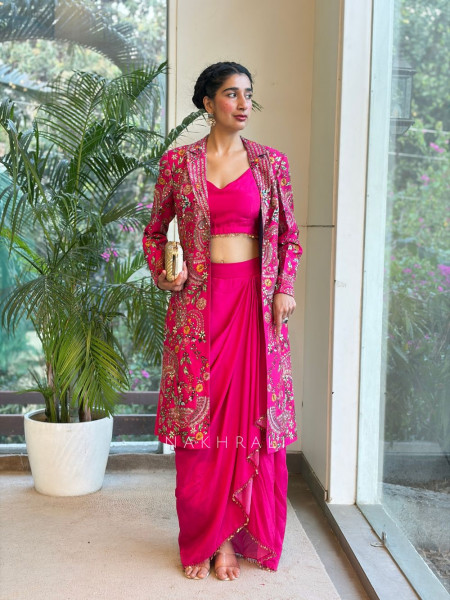 Fuchsia Royale Indo-Western Jacket Set