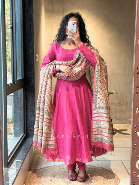 Vasu Pink Anarkali Suit Set
