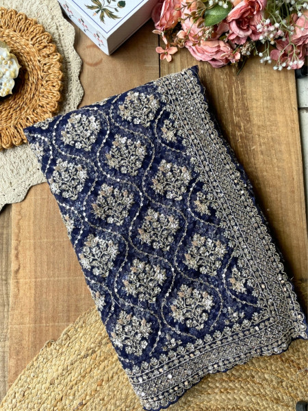 Tarangini Blue Net Saree With Cutdana and Sequin Work