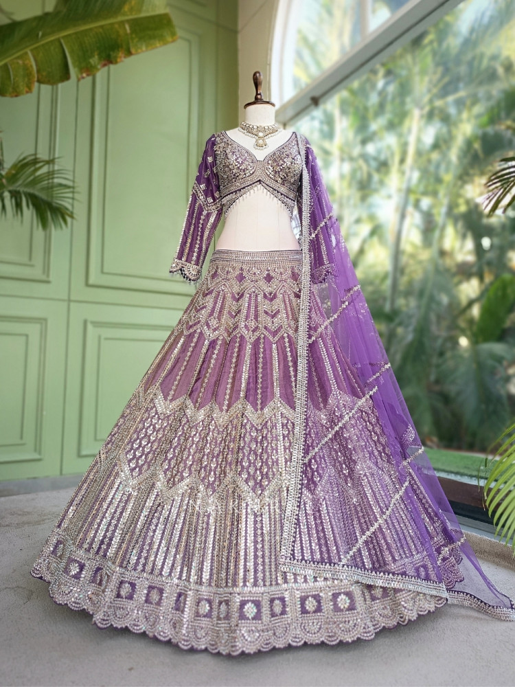 Image of Aks-e-Violet Purple Lehenga