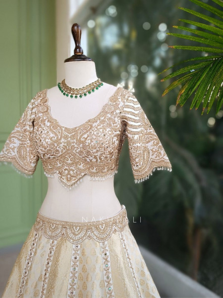 Shubhra Weaved Lehenga Set with Heavy Embroidery and Sequin Work