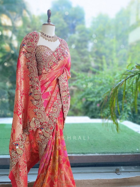Shahzadi Pearl-Fringed Scarlet Red Saree