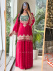 Baroque Ensemble Red Georgette &amp; Velvet Bustier Palazzo Suit Set