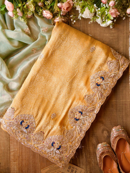 Timeless Gleam Yellow Saree with Zari Sequin Border