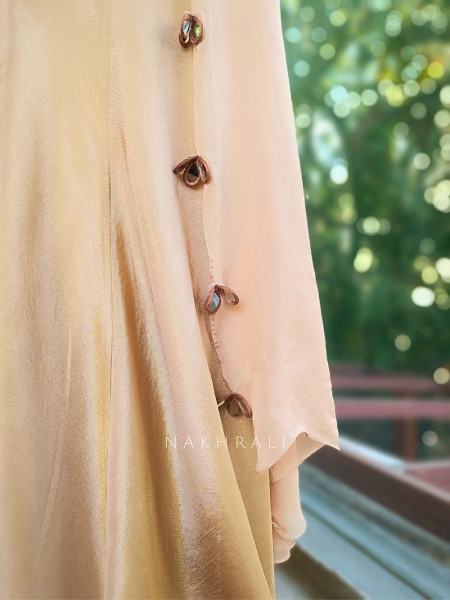 Zelvara Beige Embellished Corset & Palazzo Set with Dupatta