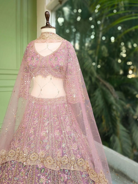 Sylvara Pink Embroidered Lehenga Set