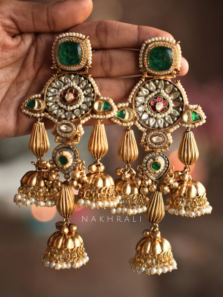 Verena Emerald Statement Long Earrings