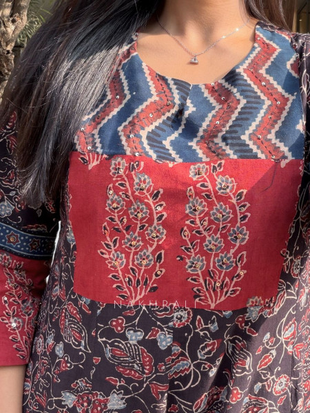 Misha Black Cotton Kurta Pant Set